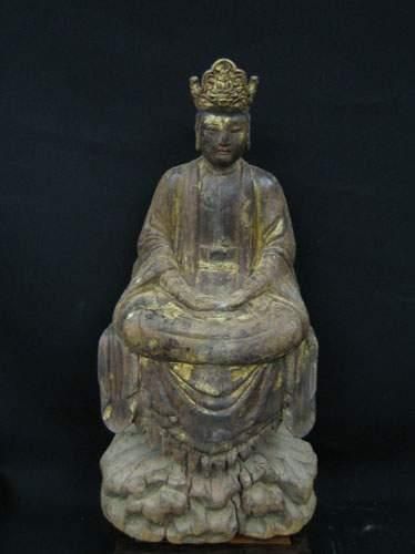 null T'SING ( XVIIIe siècle )
Bodhisattva assis en méditation sur un trône, la tête...