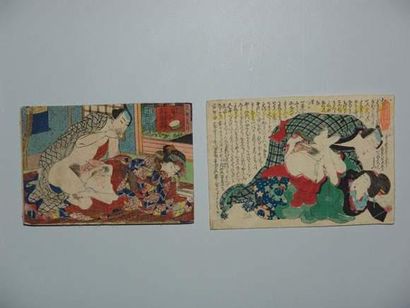 JAPON
Deux estampes de Kuniyoshi, érotique,...