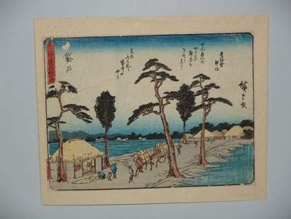 null JAPON
Estampe de Hiroshige, série du Kyoka Tokaido, station 28 « Fukuroi »....
