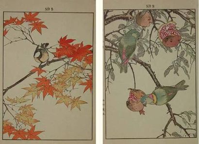 null JAPON
Deux estampes de Keinen, série des 4 saisons, oiseaux. 1892.