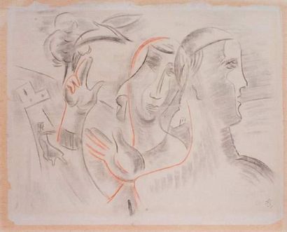null Léopold SURVAGE (1875-1968)
« Portrait d'homme et de femme, 1931 »
Fusain et...