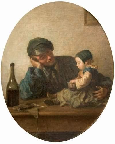 null Edouard FRERE (1837-1894)
« Le père et son enfant, 1892 »
Huile sur toile.
Signée...