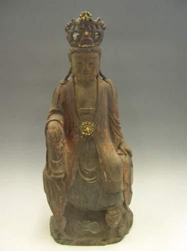 null T'SING ( XVIIIe siècle )
Boddhisattva Kwanin assis en méditation sur un trône,...