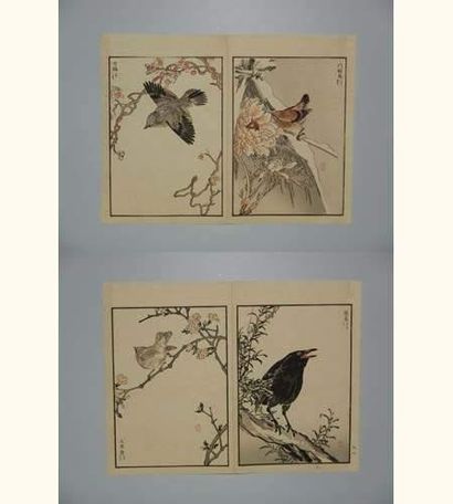 null JAPON
Quatre estampes de Bairei, de la série des 100 oiseaux. 1883.