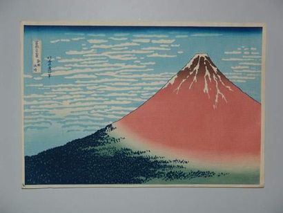 null JAPON
Estampe de Hokusai, de la série des 36 vues du Fuji, le Fuji rouge. Vers...