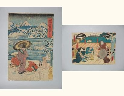 JAPON
Deux estampes de Kuniyoshi et Toyokuni...