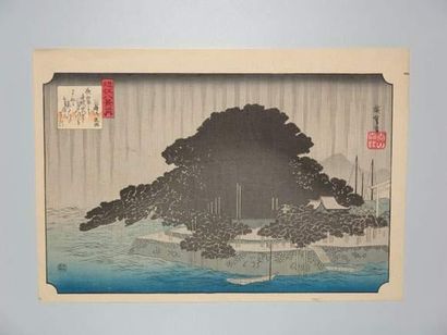 null JAPON
Estampe de Hiroshige, de la série Omi Hyakkei, pluie à Karasaki. Vers...