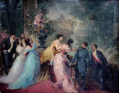null Entourage d'Eugène LAMY (XIXème siècle)
« Scènes de bal »
Deux huiles sur panneau...