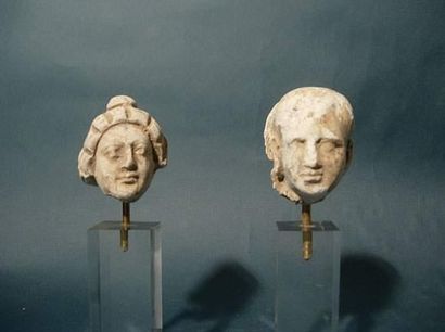 null ART GRECO-BOUDDHIQUE DU GANDHARA (Ier - Ve siècle ap. J.C.)
Deux têtes.
En stuc.
H...