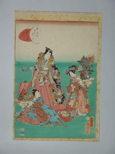 null JAPON
Estampe de Kunisada II, série du prince Genji, présentation de cadeau...