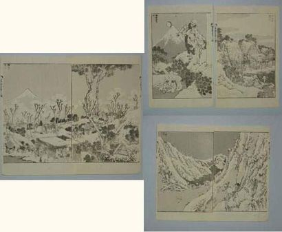 null JAPON
Quatre planches de Hokusai, série des 100 vues du Fuji.
Vers 1840.