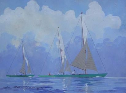 null Léon HAFFNER (1881-1972)
Peintre de la Marine
« Petits yachts en régate sur...