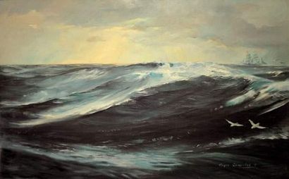 null Roger CHAPELET (1903-1995), Peintre de la Marine
« Mer formée et trois-mâts...