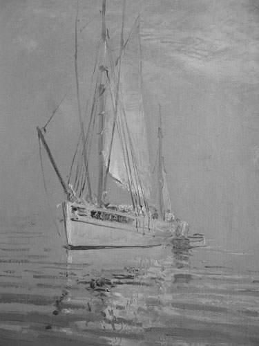null Georges L'HERMITTE (1872-1967) - École Bretonne
« Barque de pêche par temps...