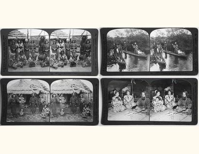null JAPON (HC WHITE C° New York) (c. 1900-1910). 
4 photographies (17,5 x 8,5)....