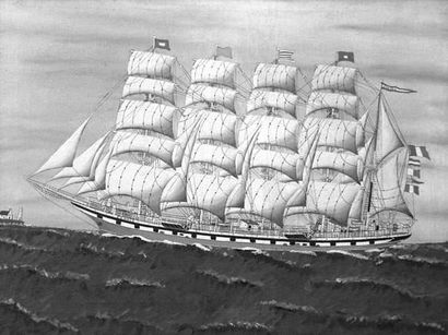 null Art populaire, peinture de marin
« Le cinq-mâts FRANCE de la CIE BORDES »
Huile...
