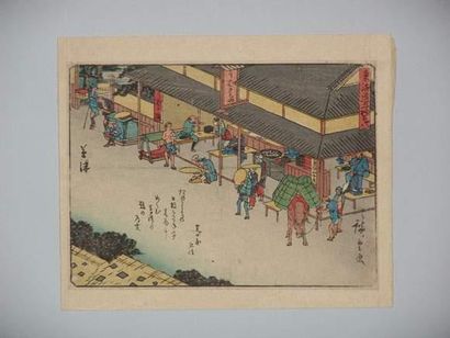 null JAPON
Estampe de Hiroshige, de la série du Kyoka Tokaido, la station 53 « Kusatsu »....