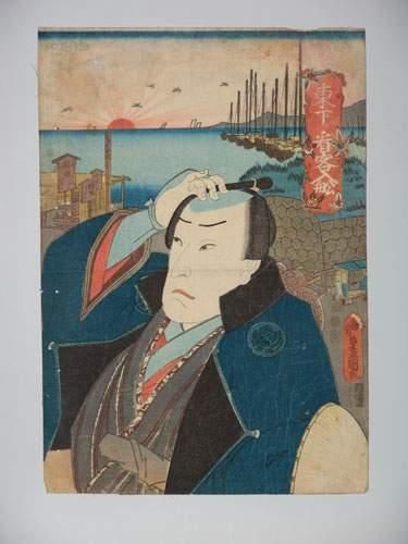 JAPON
Estampe de Toyokuni III, portrait d'homme...