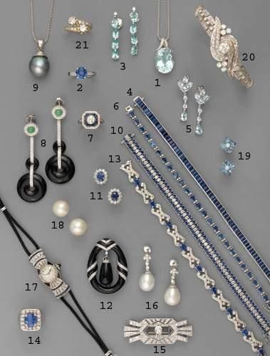 null Photo 9

1. Pendentif aigue marine (13,80 cts) en or et diamants	
900 / 950...