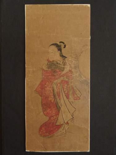 null JAPON
Peinture de Sukenobu, une femme en kimono rouge.
Vers 1720.