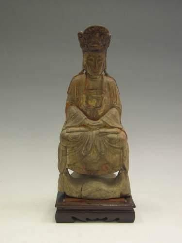 null T'SING ( XXe siècle )
Bodhisattva assis en méditation sur un trône, la tête...