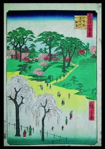 null JAPON
Estampe de Hiroshige, série des 100 vues d'Edo, les jardins de temples...