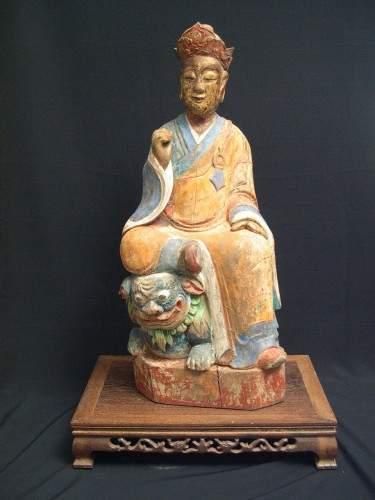 null MING (1368 - 1643 ap. J.C.)
Bouddha assis sur un lion céleste, la main droite...