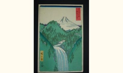 null JAPON
Estampe de Hiroshige, série des 36 vues du Fuji, le Fuji vu à travers...