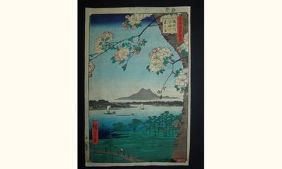 null JAPON
Estampe de Hiroshige, série des 100 vues d'Edo, Massaki et le bois de...