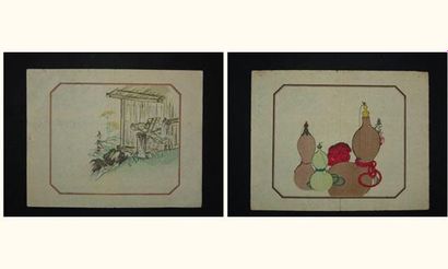 null JAPON
Deux estampes de Zeshin, gourdes et moulin à eau
Vers 1870.