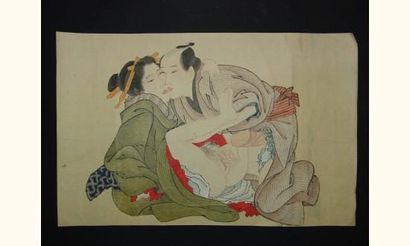 null JAPON
Peinture érotique de Hokuichi, un couple enlacé
Vers 1810.