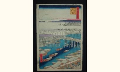 null JAPON
Estampe de Hiroshige, série des 100 vues d'Edo, le pont Nihoubashi sous...