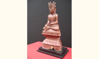 null BIRMANIE - LAOS
Bouddha maravijaya, assis en position de lotus sur un trône,...