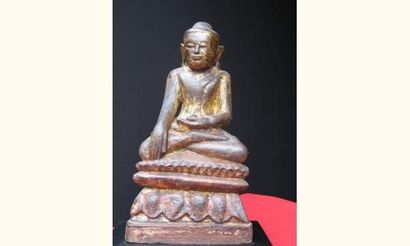 null BIRMANIE - LAOS
Bouddha maravijaya, assis en position de lotus sur un trône,...