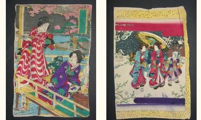 null JAPON
Deux estampes de Kunichika en papier crépon. 1867