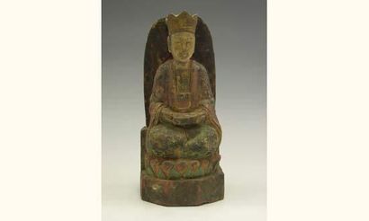null T'SING (XIXe - XXe siècle )
Bodhisattva assis sur son trône loti forme en méditation,...