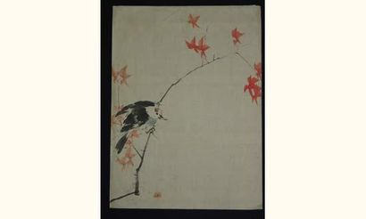 null JAPON
Peinture représentant un oiseau sur une branche d'érable. Ecole Shijo.
Vers...