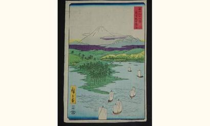null JAPON
Estampe de Hiroshige, série des 36 vues du Fuji, Noge et Yokohama dans...