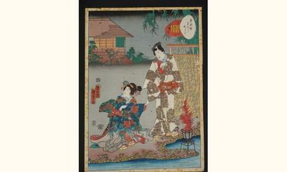null JAPON
Estampe de Kunisada II, la série du prince Genji, scène au bord de la...