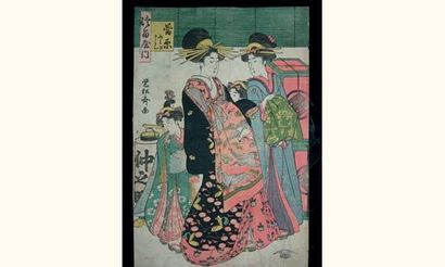 null JAPON
Estampe, Yeshosai », quatre femmes en promenade. Vers 1800.