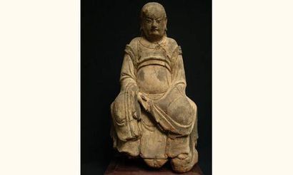 null YUAN (1279-1368 ap. J.C.)
Lohan au visage serein, assis en méditation sur un...