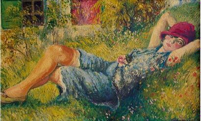 null Georges MANZANA-PISSARRO (1871-1961)
"Jeune fille couchée dans l'herbe, 1928...