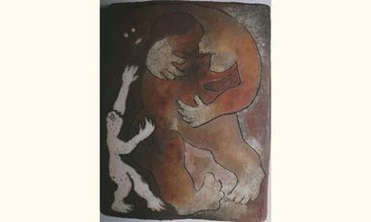 null RAÂK
Maman prends moi dans tes bras
Tableau raku
Signé dos
23,5 x 17,5 cm