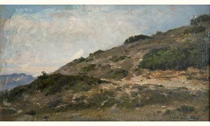 null Jules LAURENS (1825-1935)
« Paysage »
Huile sur panneau.
Signée en bas à droite.
17...