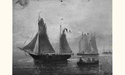 null Ecole française XIXe siècle. Berbert
« Paysage maritime avec barque en premier...