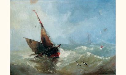 null Dumouchel (1847-1901) actif à Sainte-Adresse à la fin du XIXe siècle.
« Barques...