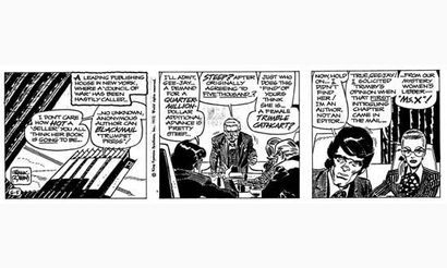 null ROBBINS. Frank. « Jimmy Hazard «.
Strip à l'encre de Chine noire daté du 5 juin...