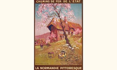 null La Normandie pittoresque
HALLE CH.
Chaumière normande du XVIIe siècle. Chemins...
