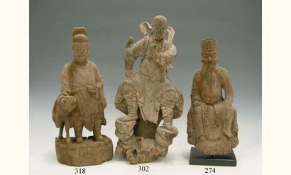 null MING (1368 - 1643 ap. J.C.)
Lo Han assis en méditation en bois sculpté.
H :...