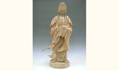 null YUAN (1279 - 1368 ap. J.C.)
Bouddha à l'expression calme, debout aux mains jointes,...